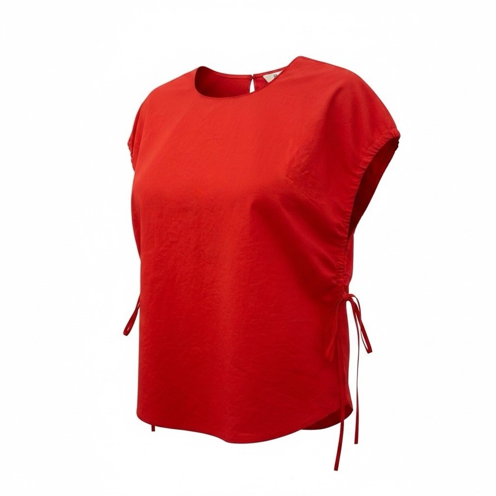 Banana Republic Orange Short Sleeve Drawstring Blouse Size Small 100% Cotton